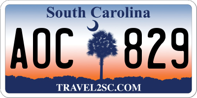 SC license plate AOC829