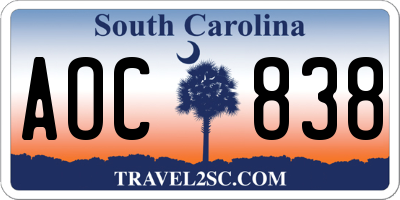 SC license plate AOC838