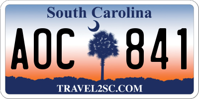 SC license plate AOC841