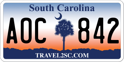 SC license plate AOC842