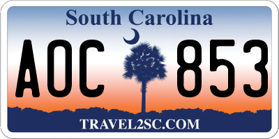 SC license plate AOC853