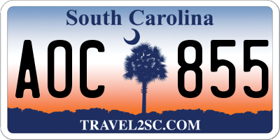SC license plate AOC855