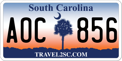 SC license plate AOC856