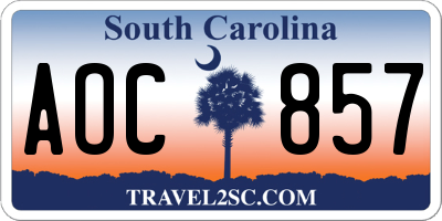SC license plate AOC857
