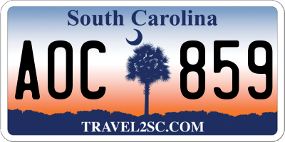 SC license plate AOC859