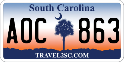SC license plate AOC863