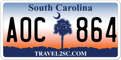 SC license plate AOC864