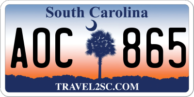 SC license plate AOC865