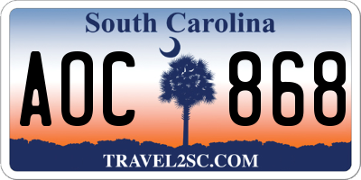 SC license plate AOC868