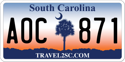 SC license plate AOC871