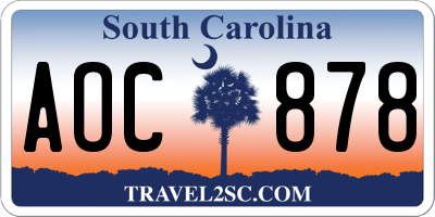 SC license plate AOC878