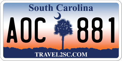 SC license plate AOC881