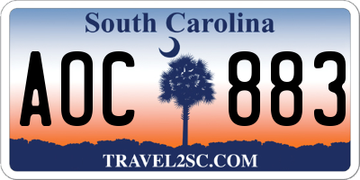 SC license plate AOC883
