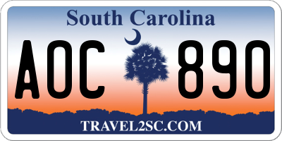 SC license plate AOC890