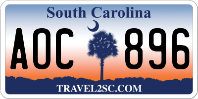 SC license plate AOC896