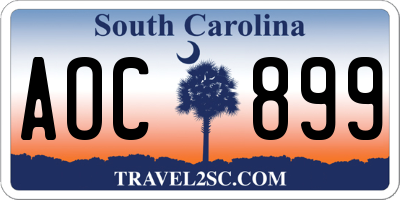 SC license plate AOC899