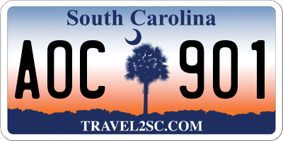 SC license plate AOC901