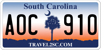 SC license plate AOC910