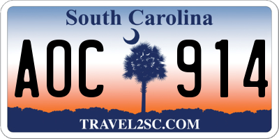 SC license plate AOC914