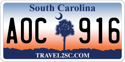 SC license plate AOC916