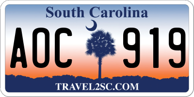 SC license plate AOC919