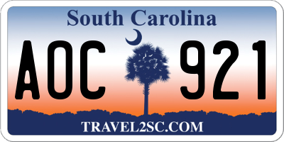 SC license plate AOC921
