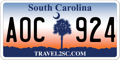SC license plate AOC924