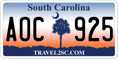 SC license plate AOC925