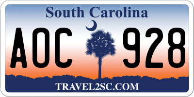 SC license plate AOC928