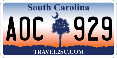 SC license plate AOC929