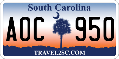 SC license plate AOC950