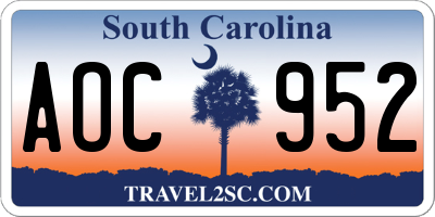 SC license plate AOC952