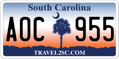 SC license plate AOC955