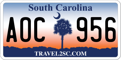 SC license plate AOC956