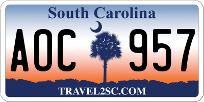 SC license plate AOC957