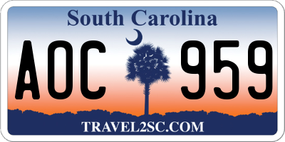 SC license plate AOC959
