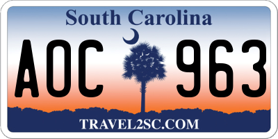 SC license plate AOC963