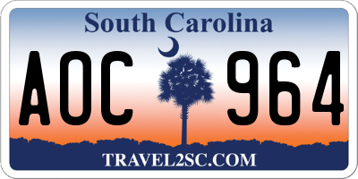 SC license plate AOC964