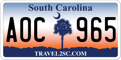 SC license plate AOC965