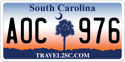 SC license plate AOC976