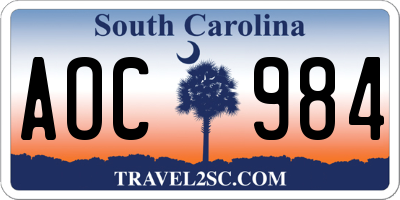 SC license plate AOC984