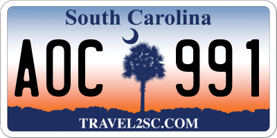 SC license plate AOC991
