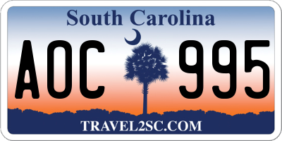 SC license plate AOC995