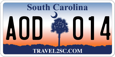 SC license plate AOD014