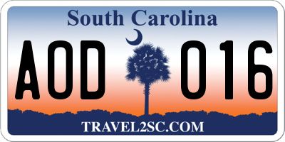 SC license plate AOD016