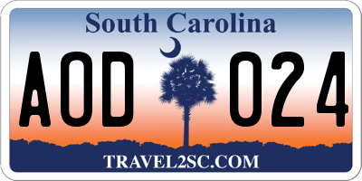 SC license plate AOD024