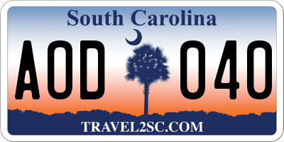 SC license plate AOD040