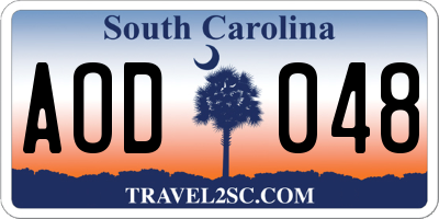 SC license plate AOD048