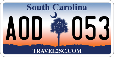 SC license plate AOD053
