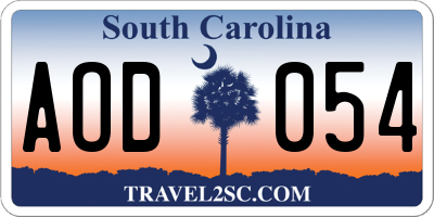 SC license plate AOD054